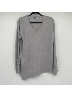 Margaret O'Leary Gray Silk Blend Asymmetrical Pullover Sweater Size Small